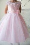 Ivory Satin Embroidered Lace and Tulle Skirt Flower Girl Dress